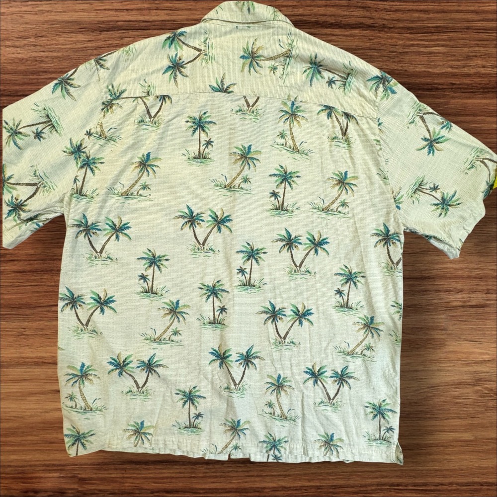 Joe Marlin Shirt Men's 3XLT Beige Palm Tree Print Short Sleeve Button Up - Picture 7 of 14